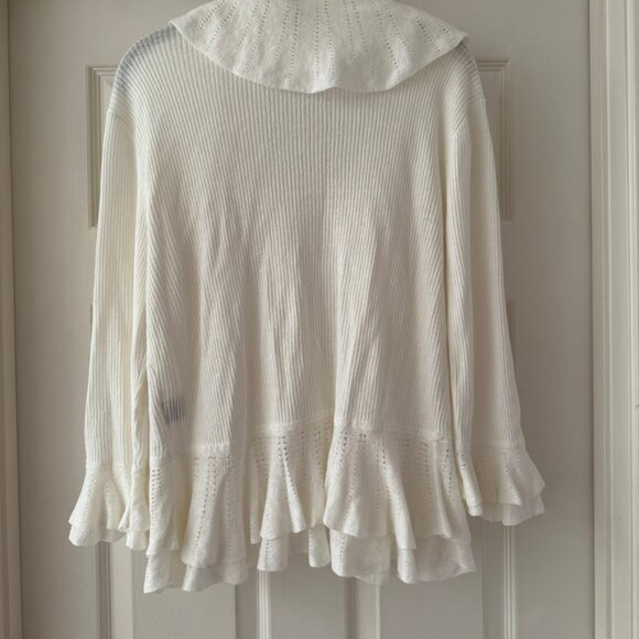 Exquisite Ralph Lauren White Double Ruffled Sweater - Natural Fiber (Large) - Picture 4 of 4